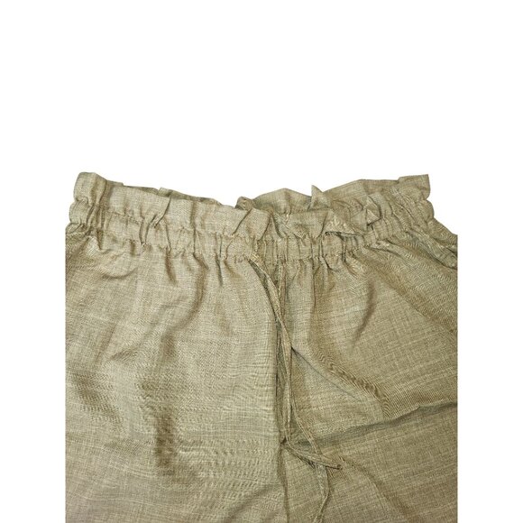 Womens Khaki Paperbag Waist Shorts With Drawstring Tie Large - Picture 5 of 6